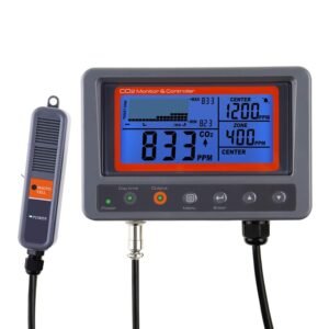 CO2 Meter Digitaal met Relaisfunctie – Kooldioxide Monitor met NDIR Detectie – Luchtkwaliteitsmeter voor Kas, Huis en Kantoor – 45m Kabel