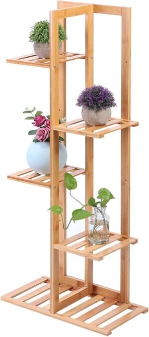 Plantenrek met 5 potten als plantenstandaard voor balkon, woonkamer, tuin en patio