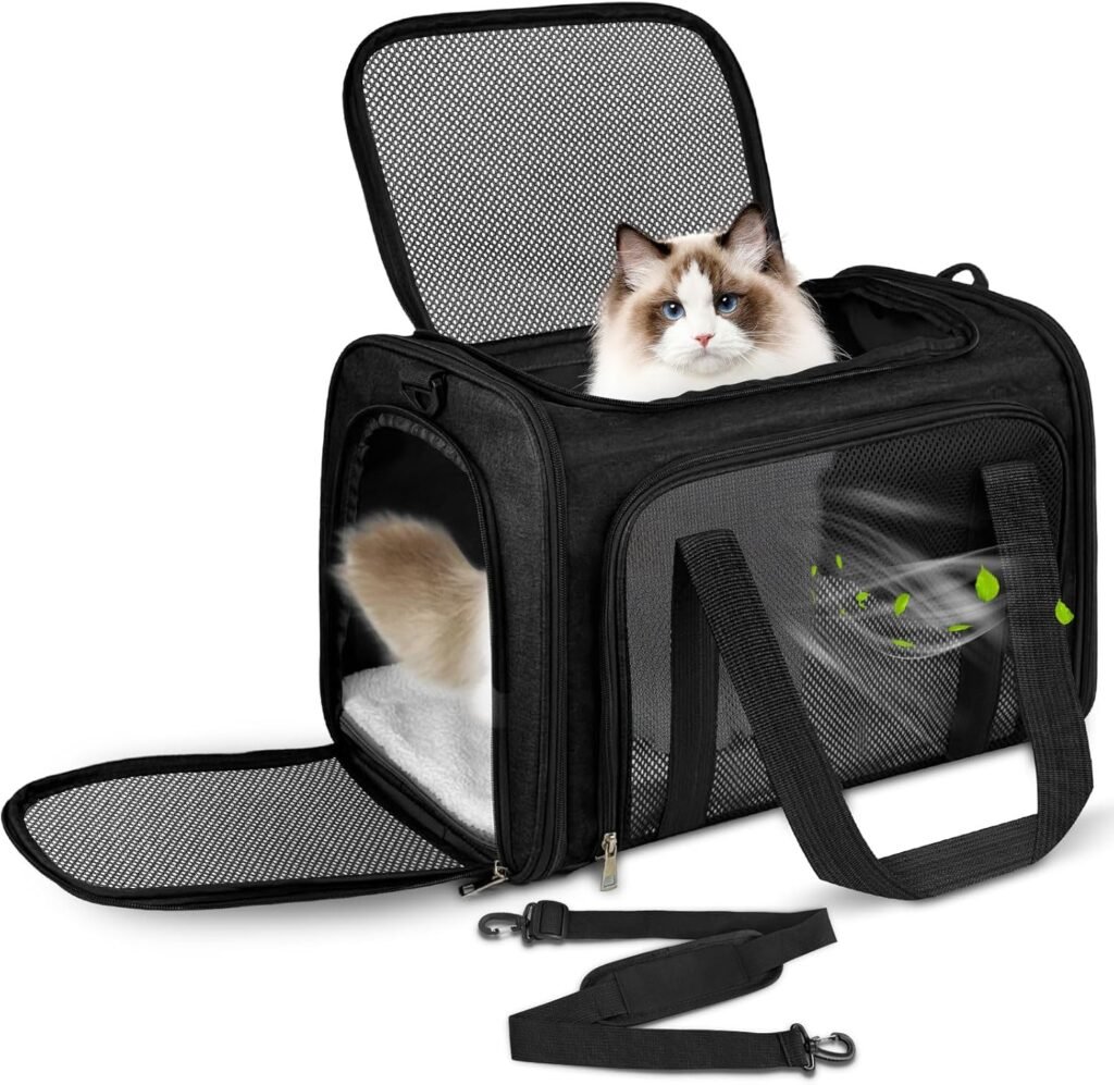 Draagtas voor kat en hond als opvouwbare transportbox tot 8 kg in zwart formaat 50 x 34 x 34 cm
