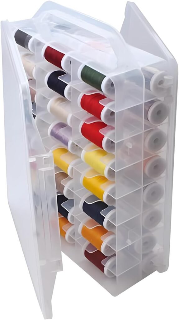 Dubbelzijdige draadopbergdoos transparant met 46 vakken voor naaigaren en knutselmaterialen