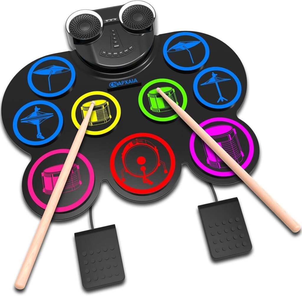Elektronisch drumstel met 9 pads en ingebouwde speakers voor kinderen en volwassenen