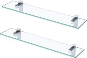 Doucheplank met glazen rek van 60 cm met 8 mm gelaagd glas en plankhouder voor badkame