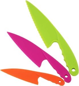Kindermessenset 3 Delig – Veilige Nylon Kookmessen voor Kinderen – Plastic Messen Set voor Bakken en Snijden – Kinderkeuken Accessoires