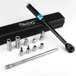11-delige momentsleutelset 3/8 inch met adapters voor auto, fiets en motor onderhoud met opbergtas