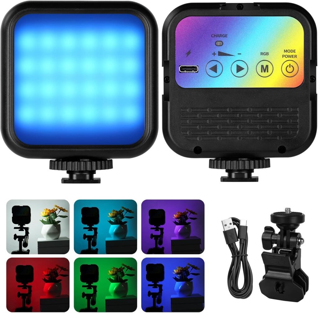 RGB LED videolamp met 360° kleuren en oplaadbare dimbare verlichting