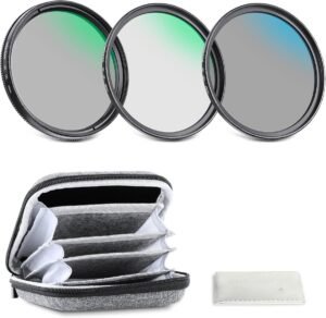 72 mm lens filter set met UV-, CPL- en ND4-filter van optisch glas en aluminium frame inclusief harde opbergdoos voor fotografie