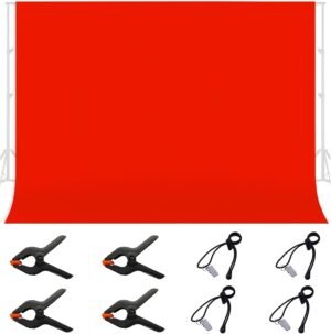 Rode fotografie achtergrond 3x2m van polyester met klemmen voor foto studio en modefotografie