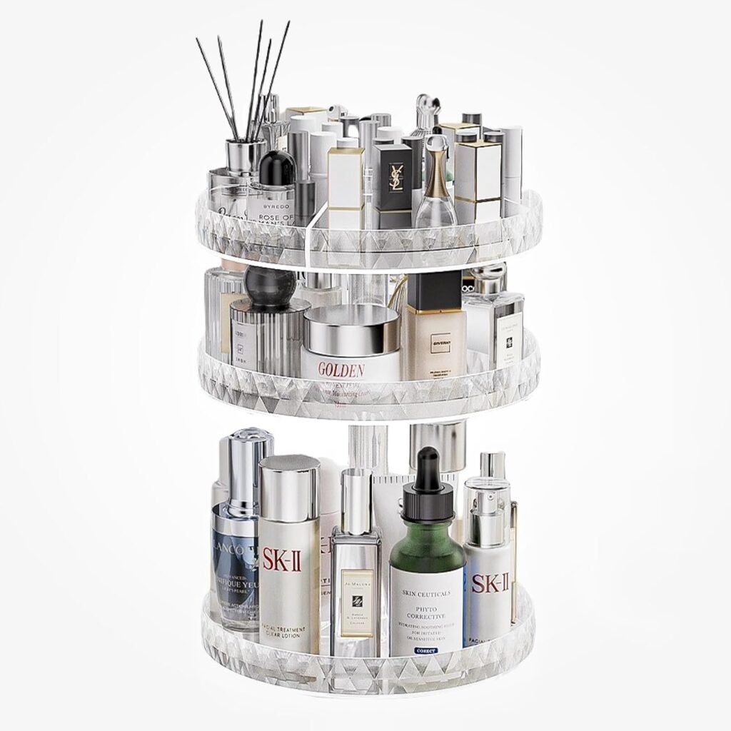 360° draaibare acryl make-up organizer voor cosmetica, parfum en verzorgingsproducten