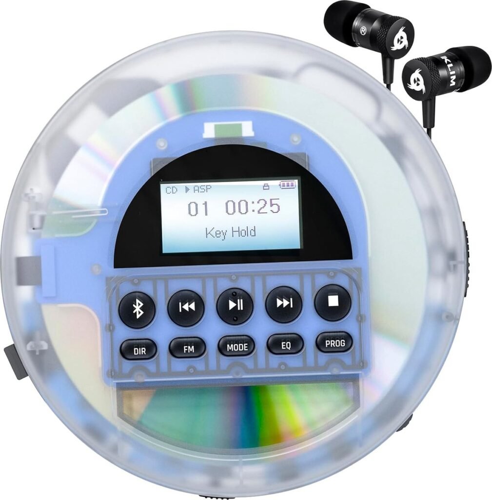 Draagbare CD speler met Bluetooth, FM radio, MP3 ondersteuning en oortelefoons voor onderweg en auto gebruik