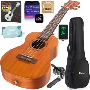 Sopraan Ukulele Mahoniehout 53,3 cm – Akoestische Ukulele Starterset met Stemapparaat en Draagtas – Inclusief Snaren en Accessoires – 18:1 Stemmechaniek voor Beginners en Gevorderden