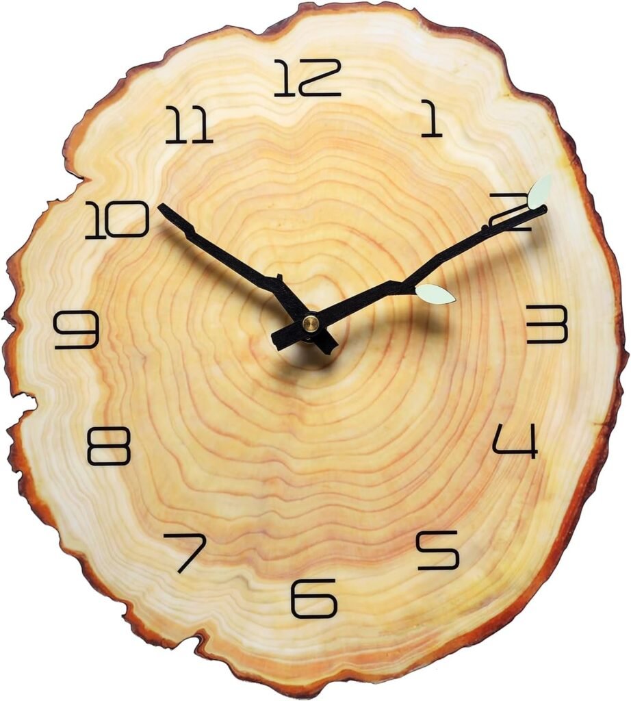 12 inch houten wandklok met jaarringen, stille quartz klok met Arabische cijfers voor woonkamer en slaapkamer