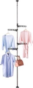 Verstelbaar Kleding Droogrek – Telescopische Waspaal voor Binnen en Balkon – Ruimtebesparende Kleding Organizer – Grijs