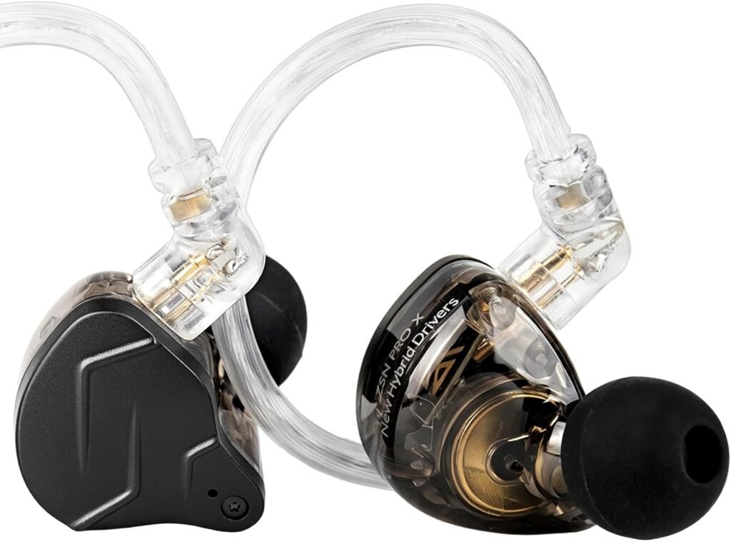 Zwarte in-ear oortelefoons met 1DD 1BA hybride driver technologie en geluidsisolatie, zonder microfoon