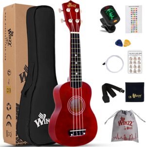 Sopraan ukulele starter set 21 inch bruin met draagtas clip-on tuner extra snaren plectrum en accessoires voor beginners