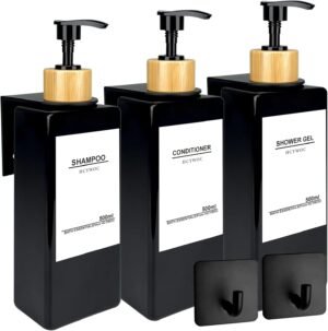 Shampoo dispenser met 3 kamers voor douchecabine, wandmontage zonder boren, 500 ml badkamer zeepdispenser
