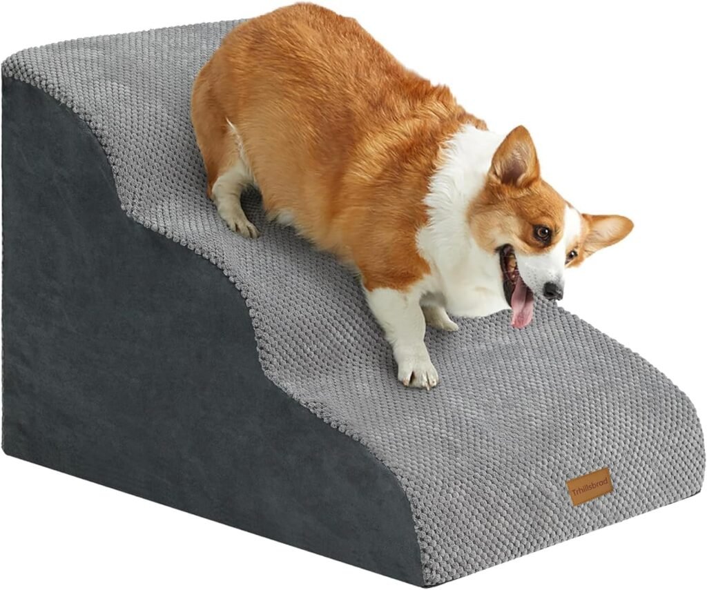 Hondentrap 40 cm met 3 treden, schuim, wasbare hoes en antislip onderkant voor kleine honden