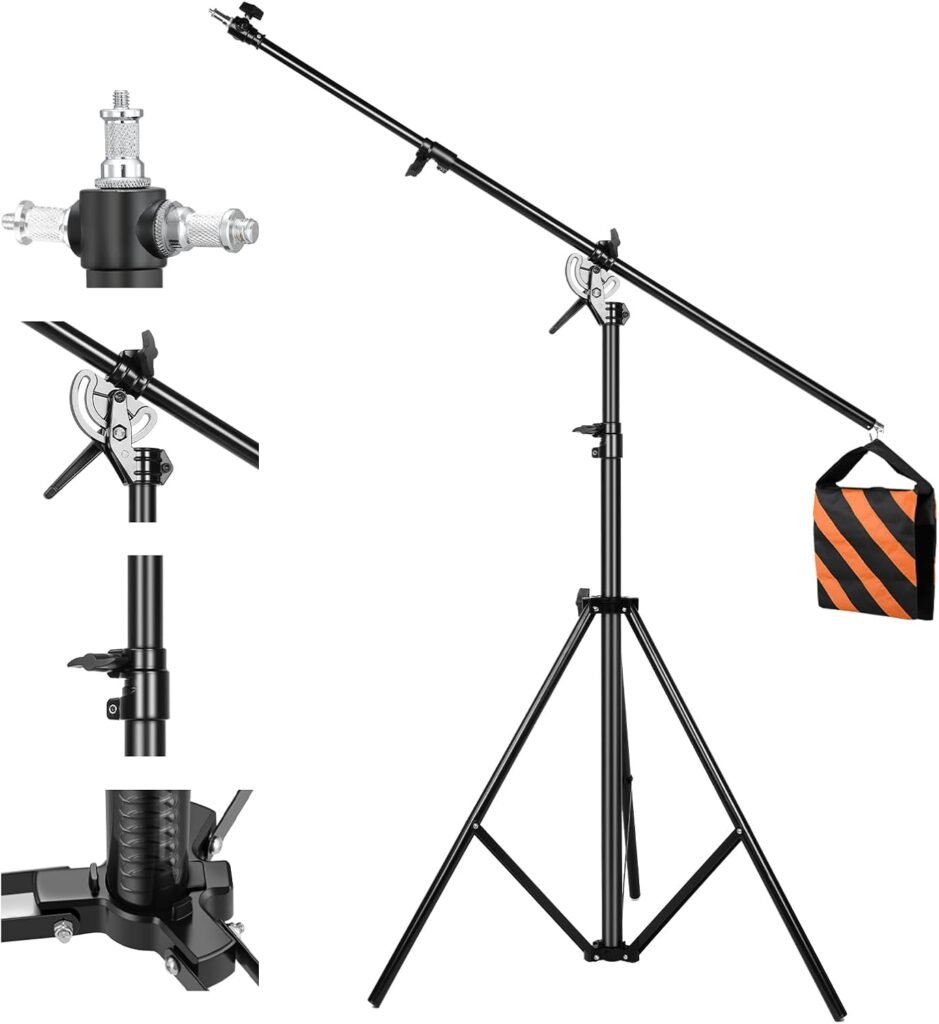 Fotostatief 400 cm met boomarm - Camera statief voor fotografie en video - Robuuste standaard - Studio opname statief