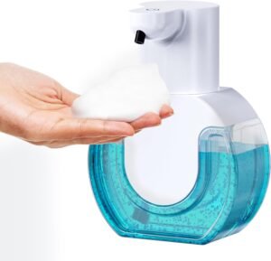 Automatische zeepdispenser 800 mAh – Sensor zeepdispenser voor contactloos gebruik – Elektrische foam zeepdispenser voor badkamer keuken kantoor – Oplaadbare uitvoering met 800 mAh batterij