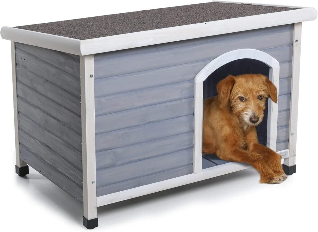 Buiten hondenhok hout 78x53x58 cm met afneembare bodem en puntdak voor kleine honden geïsoleerde schuilplaats