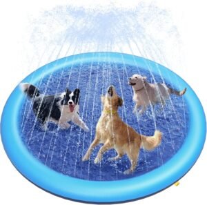 Honden Spettermat Anti-slip – Hondenbad en Waterspeelgoed – Blauwe Splash Mat voor Grote Honden – 170 cm, 0,58 mm Dikte