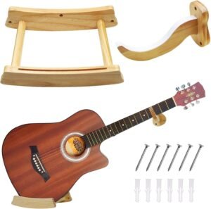 Gitaar wandhouder hout – Universele gitaarhanger voor gitaar, bas, banjo, mandoline – Wandmontage houder met bescherming