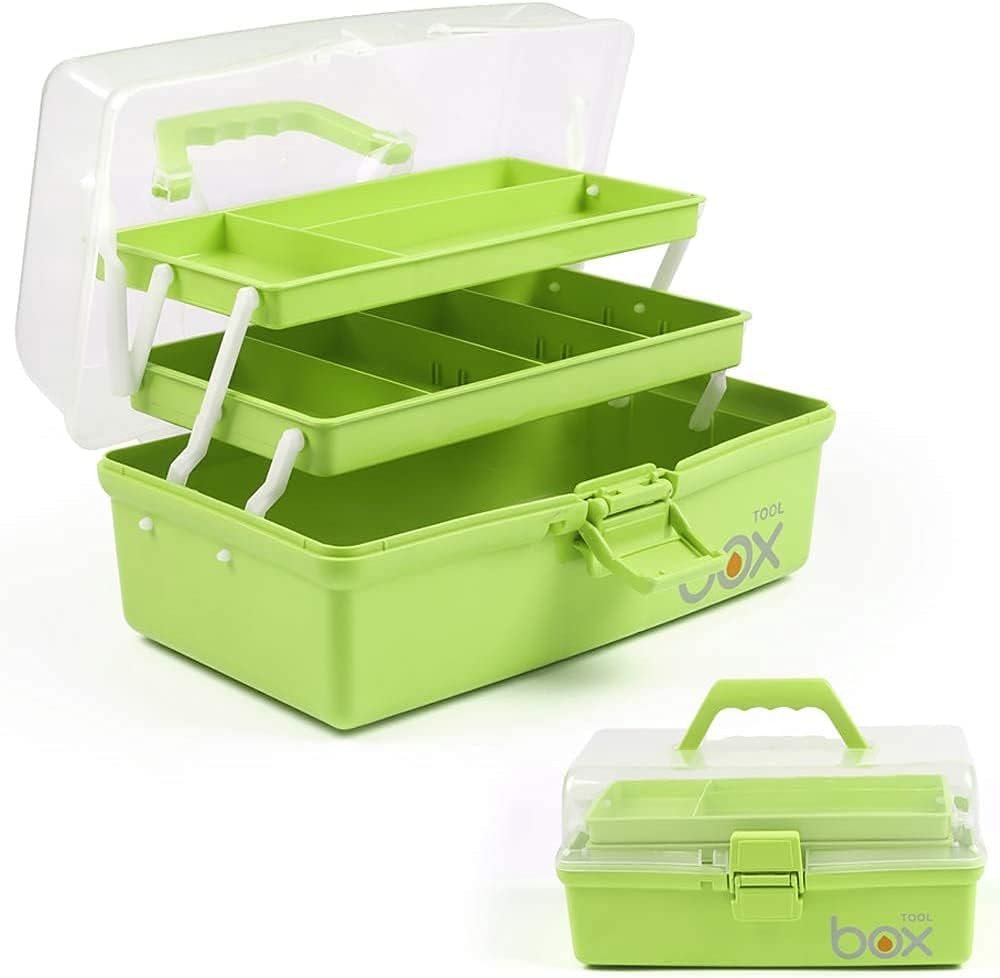 Opvouwbare opbergbox 12 inch met 2 lades - 3-laags organizer - multifunctionele opbergdoos groen