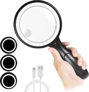 Vergrootglas met LED licht 60x 30x oplaadbaar handheld leesloep 33 LED 3 lichtmodi