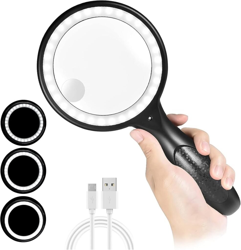 Vergrootglas met LED licht 60x 30x oplaadbaar handheld leesloep 33 LED 3 lichtmodi