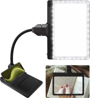Vergrotende loep met licht 4x met flexibele zwanenhals, USB oplaadbaar en telefoonhouder voor lezen en precisiewerk