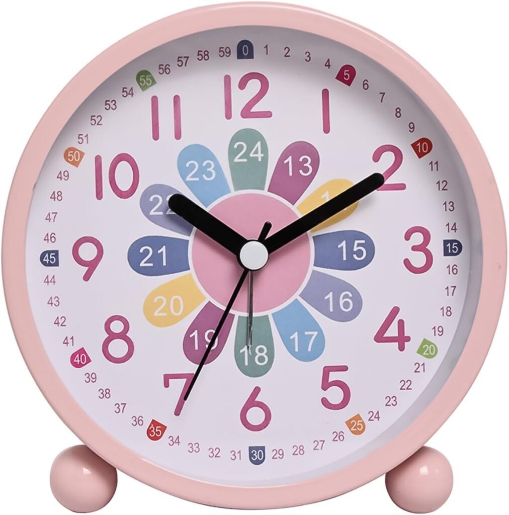 Kinderwekker digitaal met nachtlampje, stille analoge leerwekker met snoozefunctie voor kinderkamer