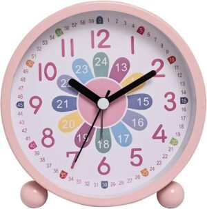 Kinderwekker digitaal met nachtlampje, stille analoge leerwekker met snoozefunctie voor kinderkamer