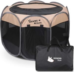 Opvouwbare puppy box kennel – Draagbare hondenbench en kattenren – Waterdichte dieren tent met mesh ventilatie – 91x91x58 cm vouwbaar inclusief draagtas