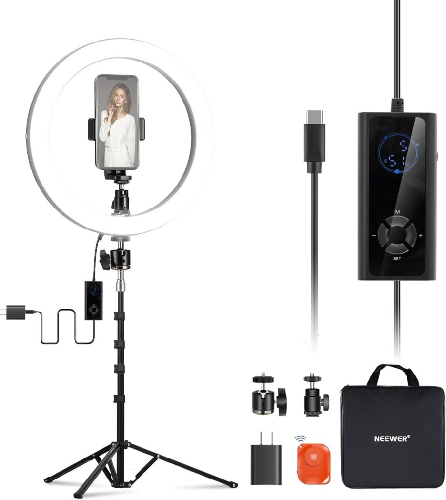LED ringlamp 12 inch met statief voor make-up, streaming en videobellen USB-C 24W dimbaar