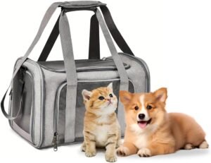Katten en Honden Transportbox Vouwbaar – Draagbare Dieren Reistas met Schouderriem – Zachte Huisdier Draagtas – Lichtgewicht en Opvouwbaar Design