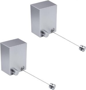 Uittrekbare wandwaslijn 4,2 meter 2 stuks telescopische waslijn voor balkon en binnen gebruik zilverkleurige zware waslijn voor wasgoed ophangen