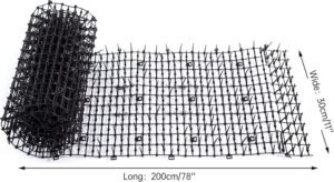 Dierafschrikmat met stekels kunststof – Spijkermat tuinbescherming katten en honden – Anti-dieren tuinafscheiding – 30×400 cm met 8 grondankers