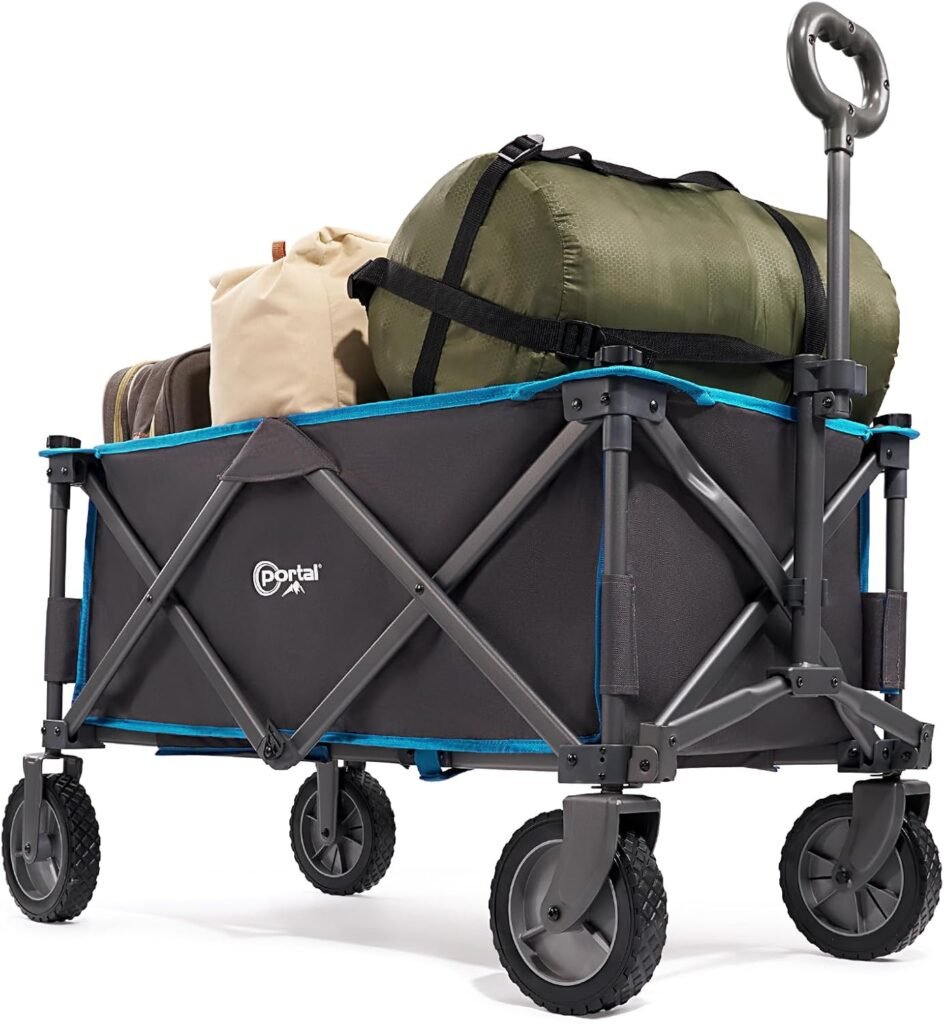 Opvouwbare trolley - draagbare buitenkar - festival en camping gebruik - 100 kg draagvermogen - verwijderbare stof - blauwe handkar