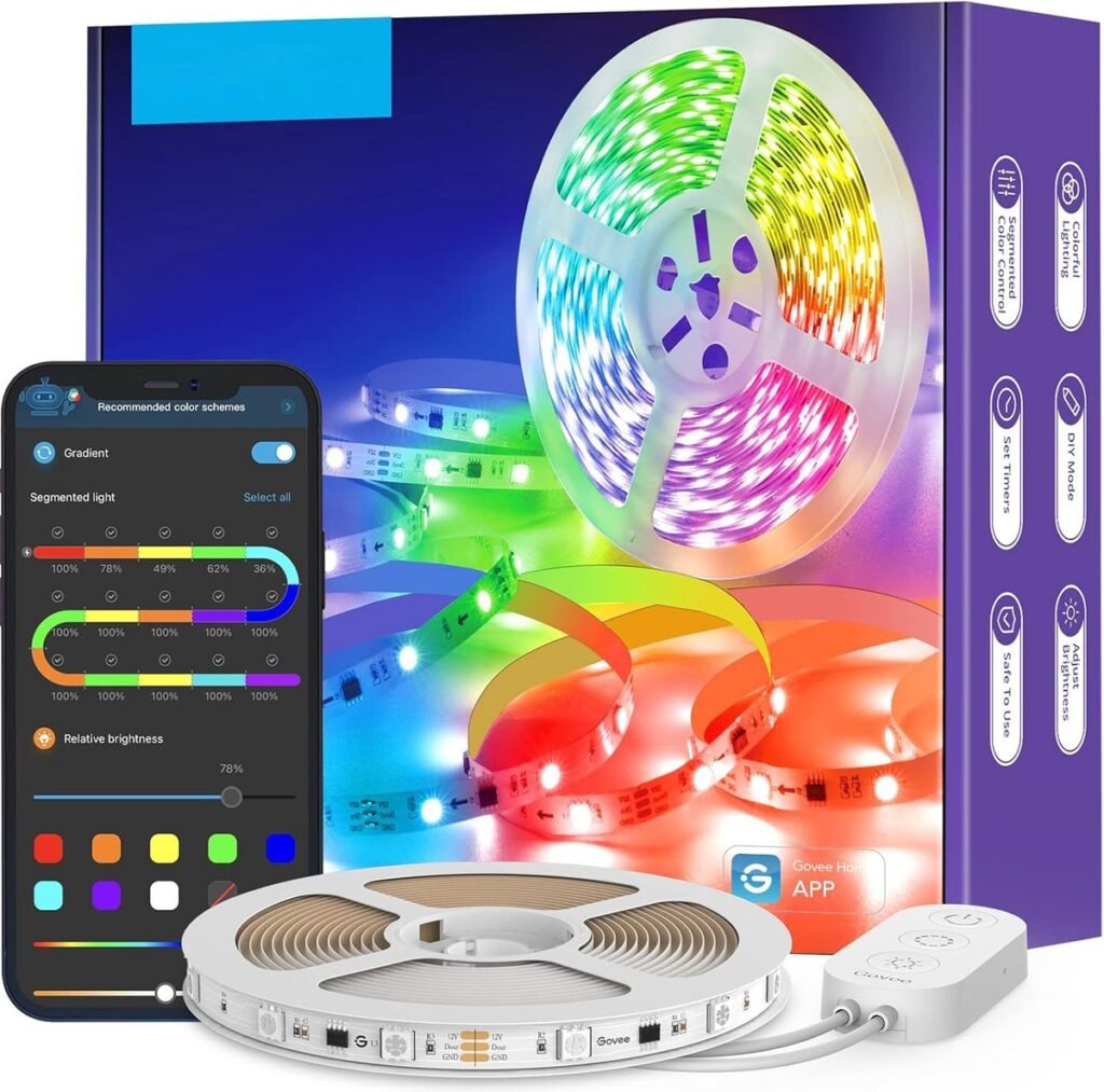 RGBIC LED strip 5 meter met app bediening muzieksynchronisatie en kleurverlichting voor woonkamer en tv decoratie