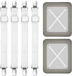 Hoeslaken spanners set 4 verstelbaar elastische lakenklemmen metalen clips anti kreuk bed matras bevestiging