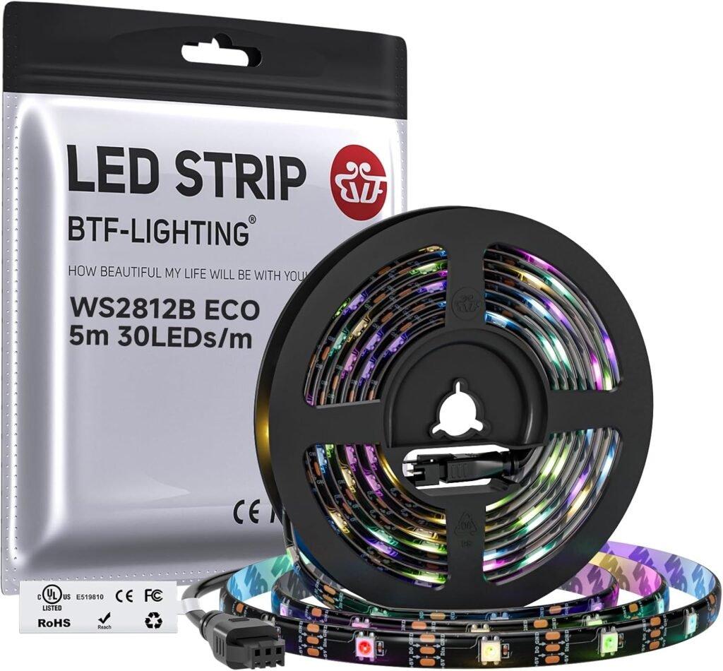 LED strip RGB 5050 SMD 5m programmeerbare pixelverlichting flexibele zwarte PCB 30 pixels per meter droomachtig kleurverloop energiezuinig LED strip licht