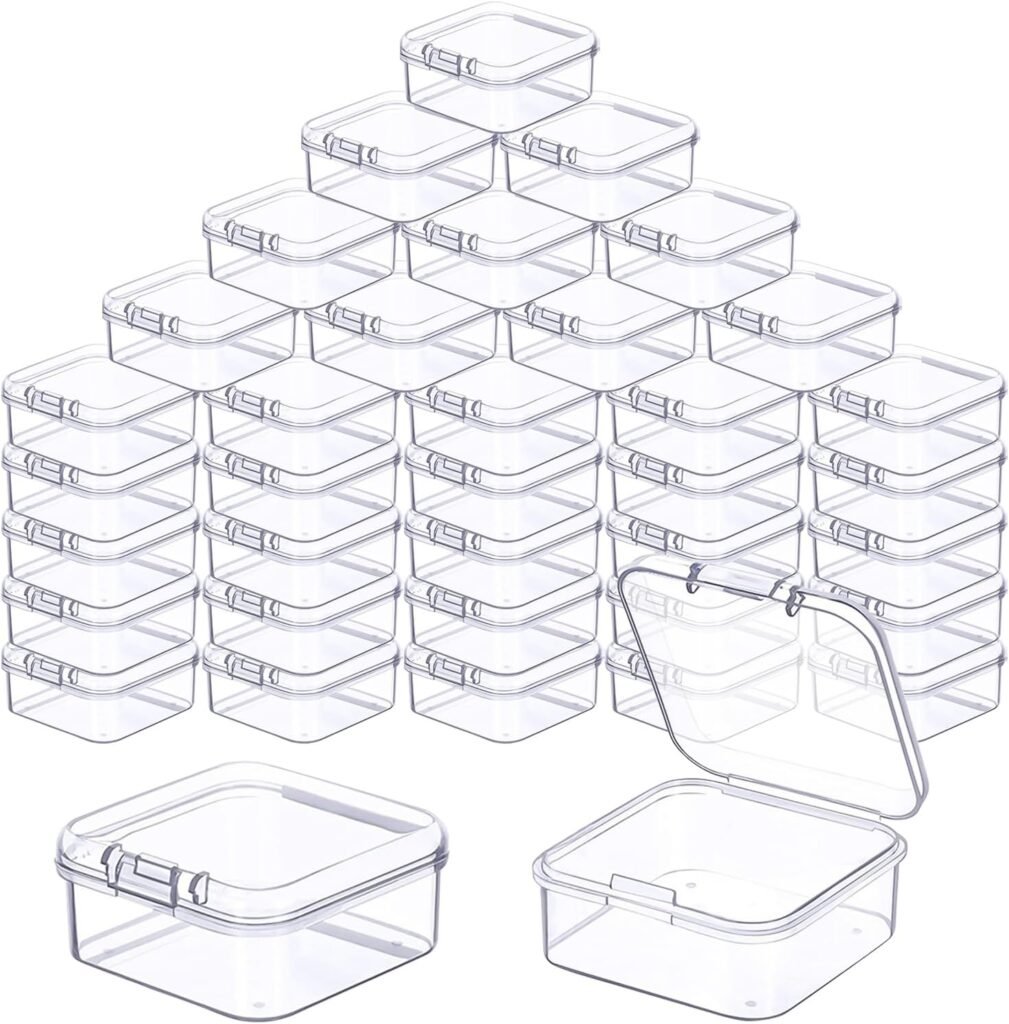 48 stuks transparante mini opbergdoosjes met deksel 4.5x4.5x2 cm kunststof doosjes voor kralen sieraden en hobby accessoires DIY organizer boxen