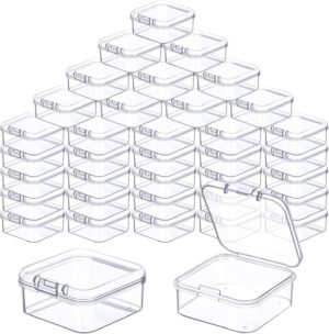 48 stuks transparante mini opbergdoosjes met deksel 4.5x4.5x2 cm kunststof doosjes voor kralen sieraden en hobby accessoires DIY organizer boxen