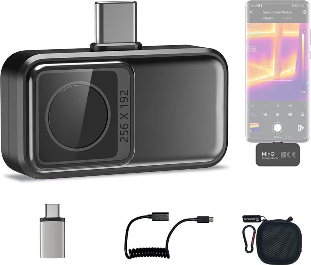 Thermische camera Android USB-C 256x192 IR resolutie 49.152 pixels 25Hz groothoek -20°C tot 350°C warmtebeeld camera toestel