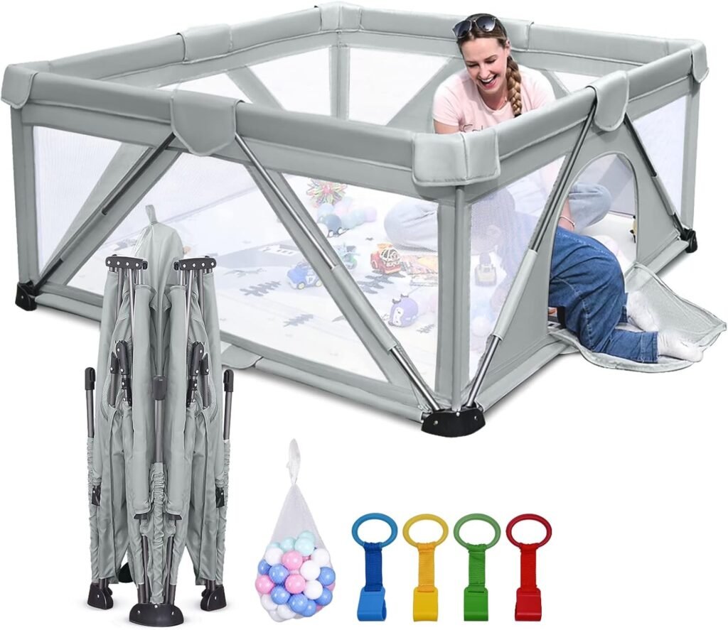 opvouwbare baby box speelpen 120x120x68 cm draagbare kinderbox met deur voor binnen en buiten veilige speelruimte baby peuter