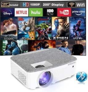 Wifi beamer 7500 lumen – draadloze projector WLAN – 120 inch projectie – 1080p Bluetooth audio