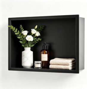 RVS Douche Nis 45x30x10 cm – Inbouwnis Badkamer Opbergrek – Gouden Muurvak van Roestvrij Staal – Douche Accessoire