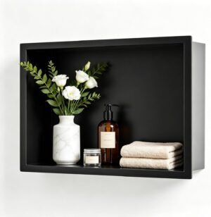 RVS douche nis goudkleurig muurvak voor badkamer opberging 45x30x10 cm