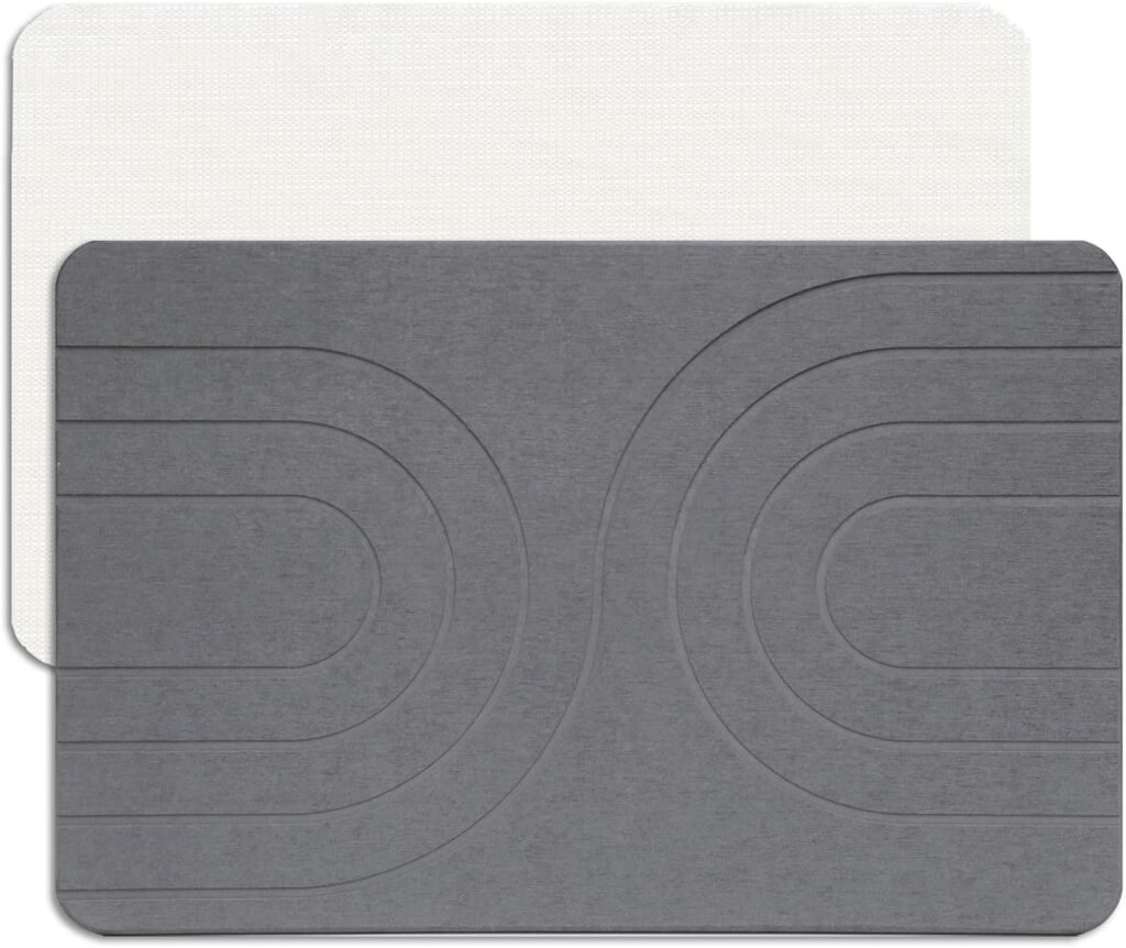 Diatomeeënaarde badmat grijs waterabsorberende antislip douchemat voor badkamer en keuken 23,5 cm x 15 cm