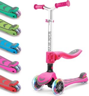 Kinderstep 2-in-1 met zitje en LED wielen voor kinderen vanaf 3 jaar