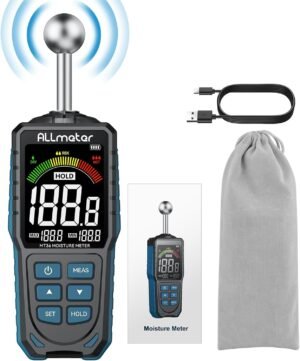 Oplaadbare vochtmeter met kleur LCD display voor muren, vloeren en plafonds met 5-40 mm meetdiepte